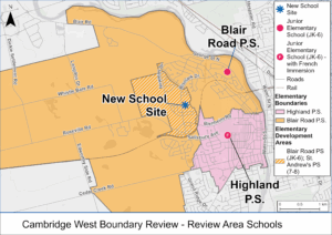 West Cambridge review area map