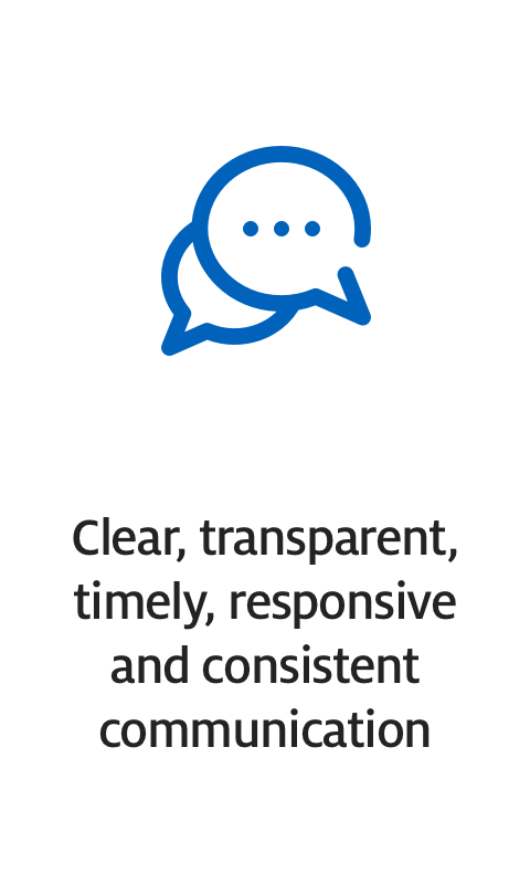 Clear, transparent, timely, responsive and consistent communication