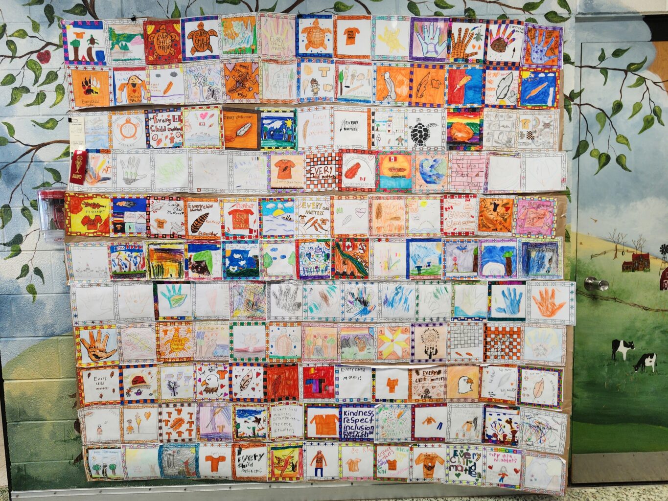 Ayr Public School quilt on display at the school.