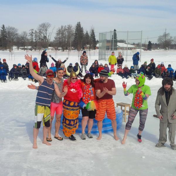 The teachers showing off their crazy costumes.