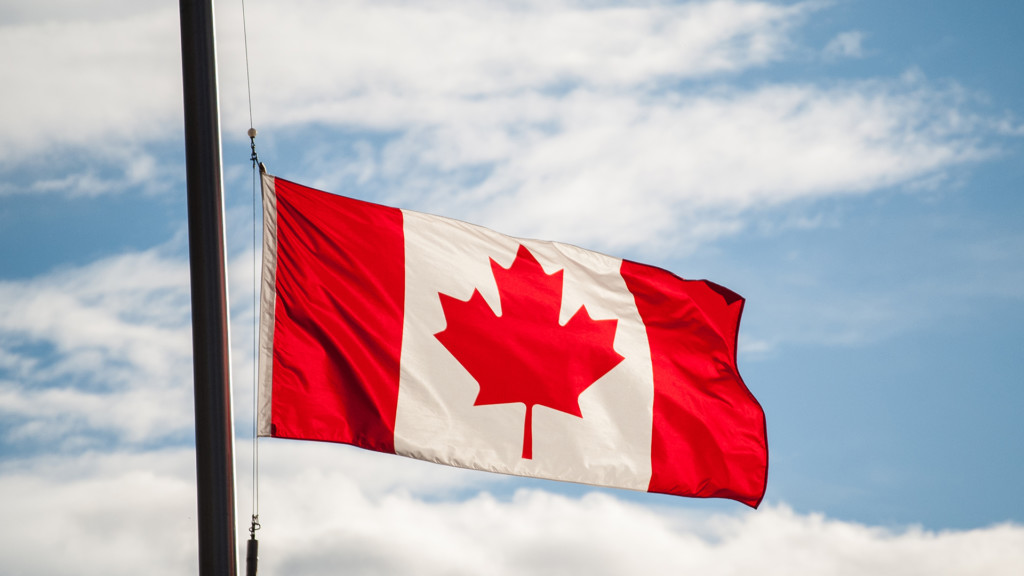 The Canadian flag flies at half mast.