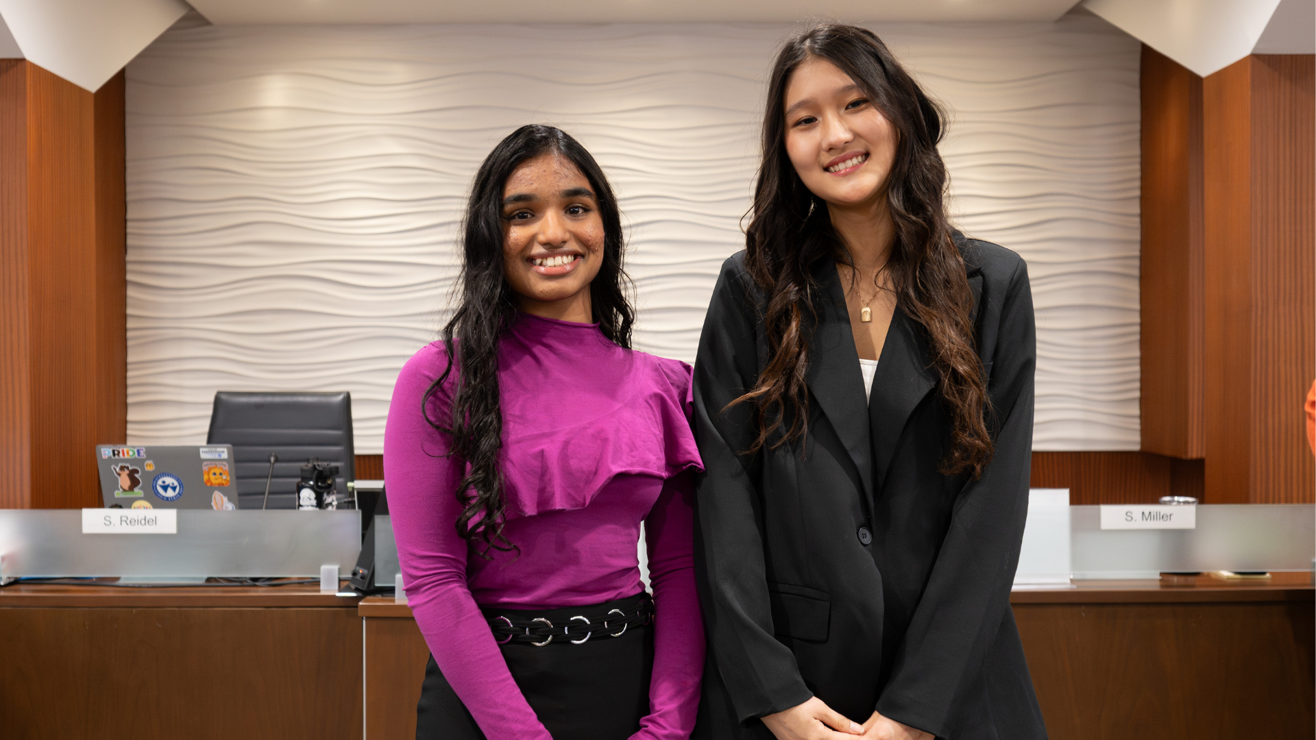 2026-27 Student Trustees Skyler Yoo and Gloria Anuraj.