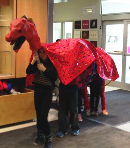 Students at Silverheights PS celebrate Chinese New Year with a dragon parade.