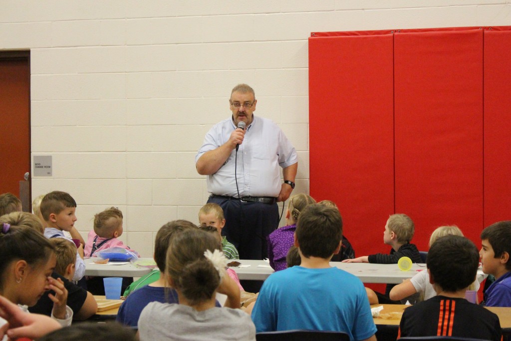 Floradale PS custodian Michael Ryan sings "What a Wonderful World" to staff, students & special guests.