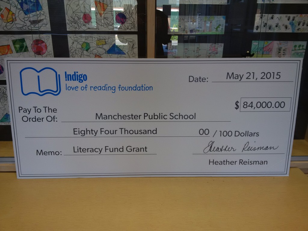 What a nice looking cheque! Congratulations, Manchester PS.
