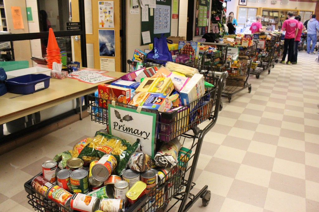 Cart after cart after cart! Look at all that food for the food bank.
