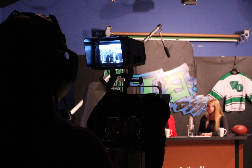 Behind the scenes of the interview - this is serious business! Great job, students!