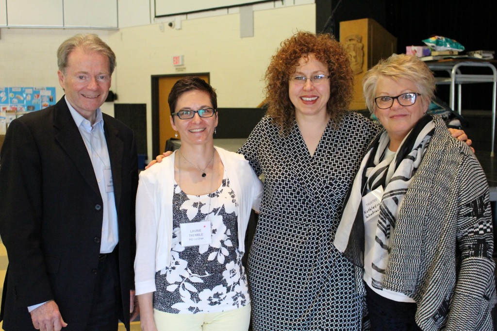 Left to right: John Bryant, director of education, Laurie Tremble, PIC Co-Chair, Lesley Andrew, keynote speaker, and Chairperson Kathleen Woodcock.