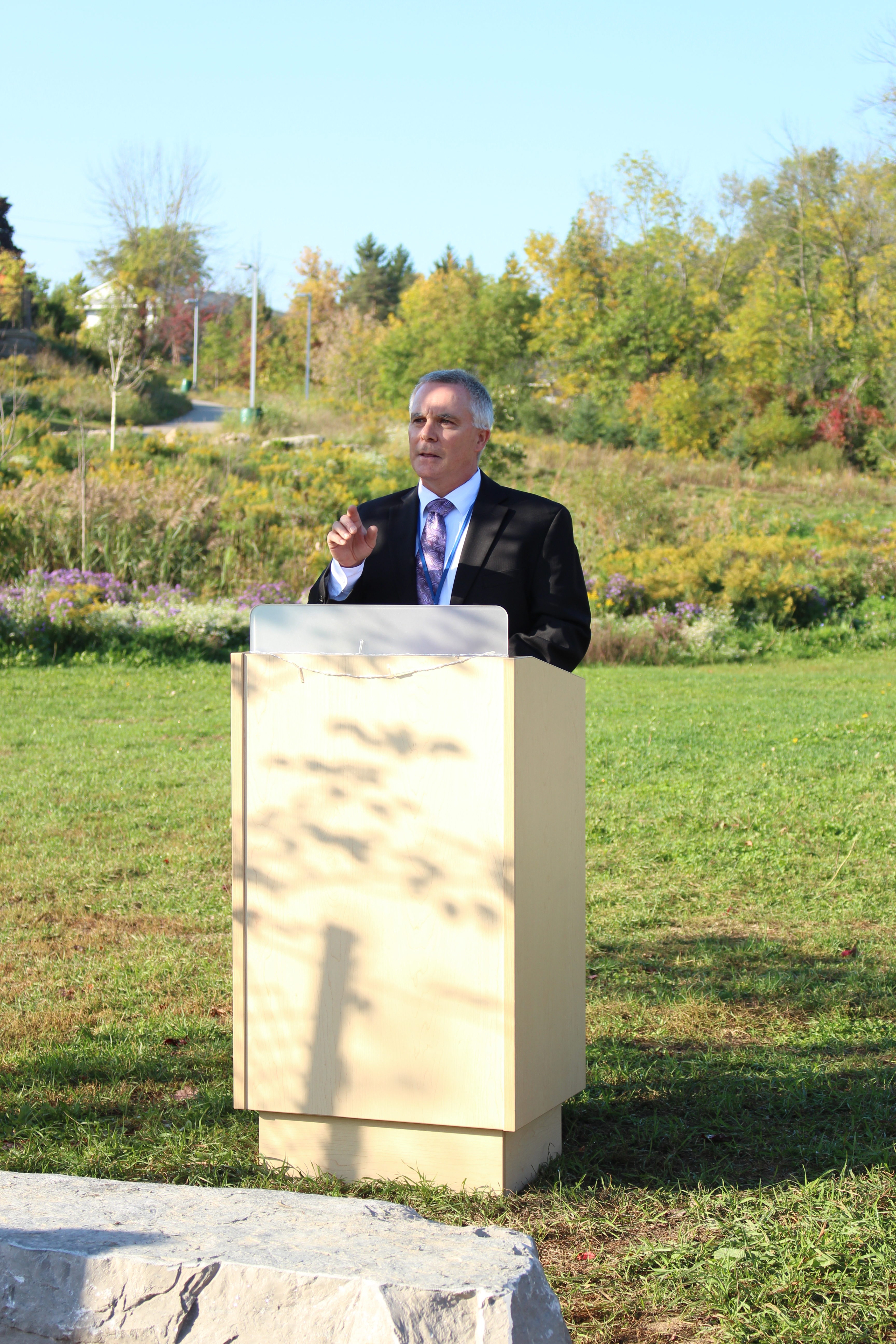 Principal MacKay welcomes everyone to the new learning space.