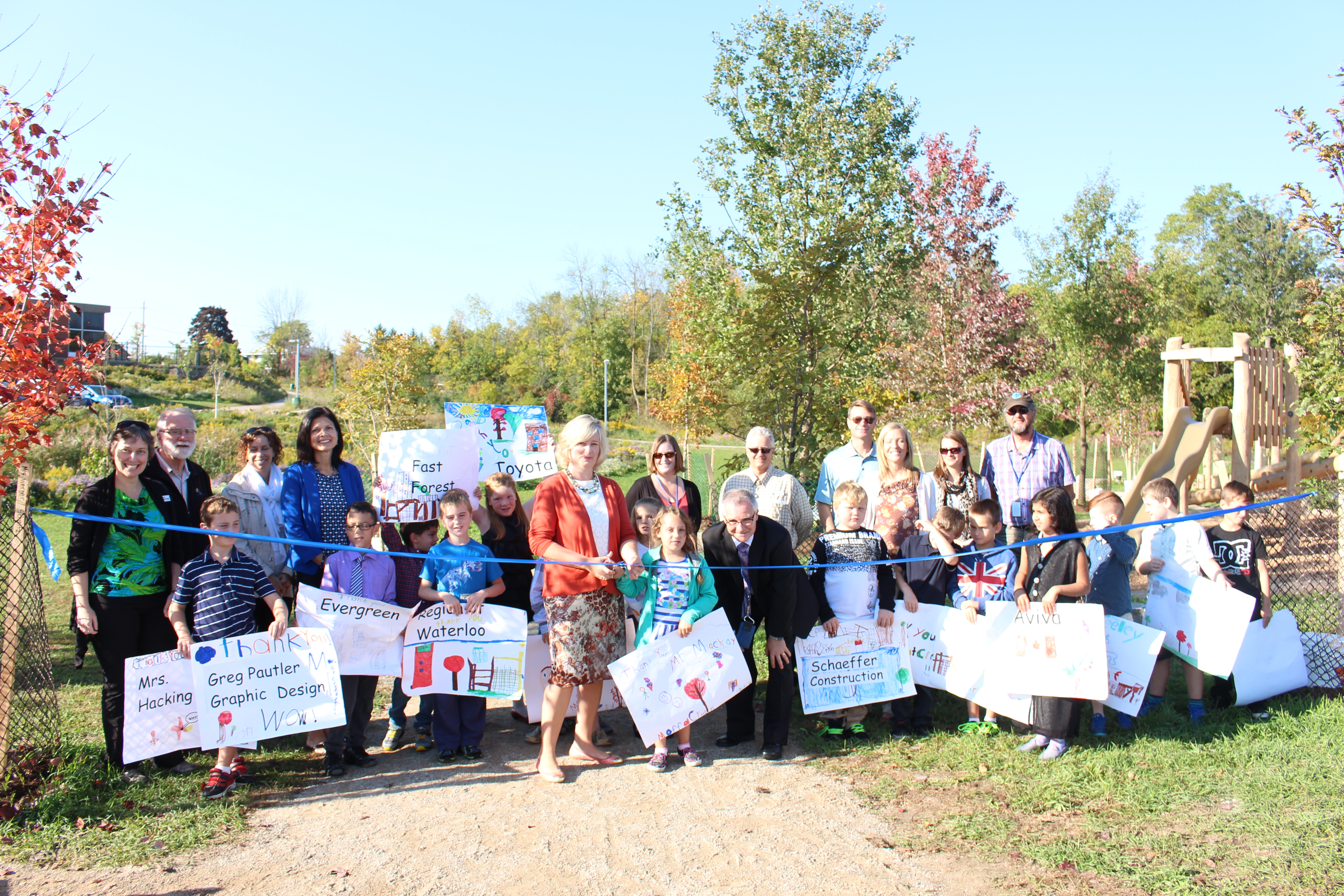 official ribbon cutting for the new outdoor learning space.