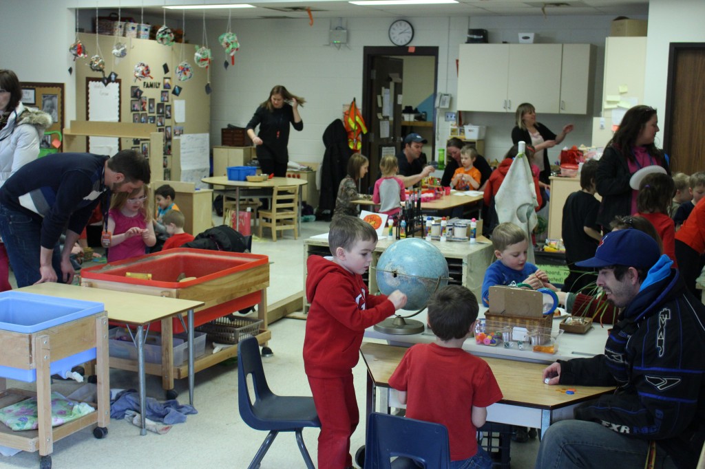 Students welcoming their parents to class!