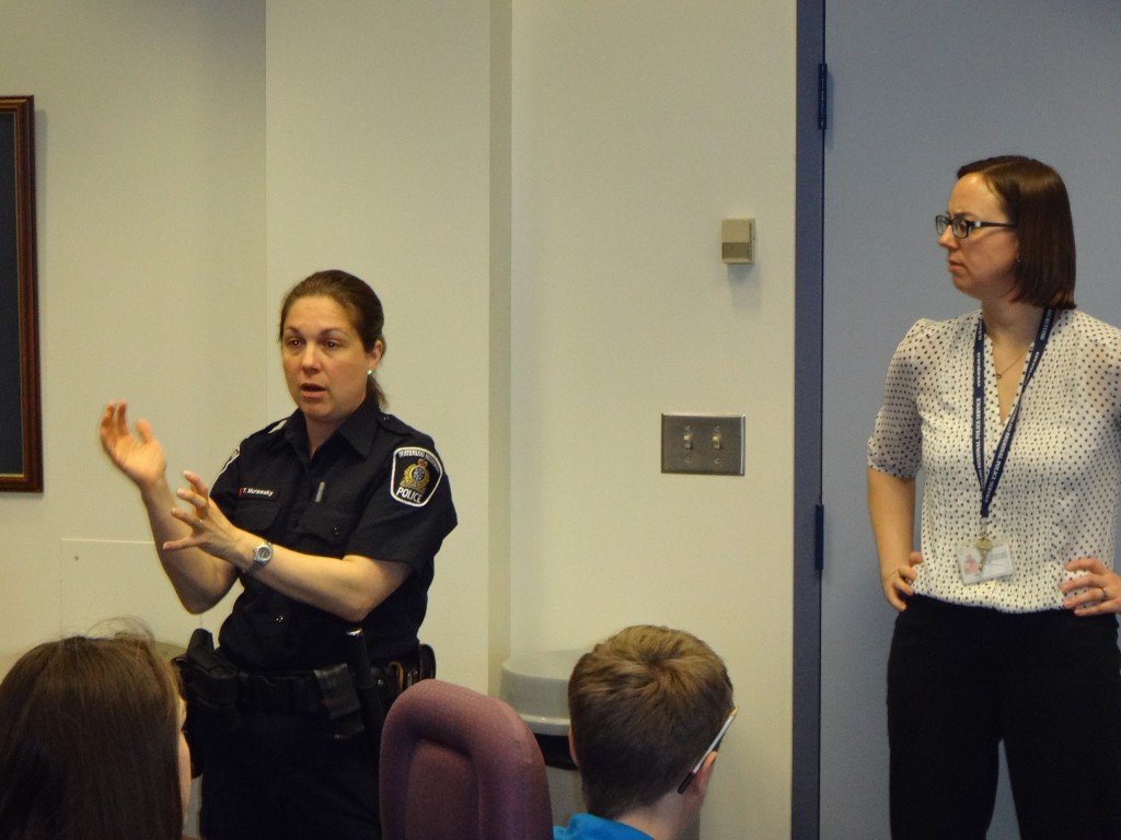 Cst. T. Murawsky and Molly Kimpel emphasize the importance of keeping a clean Facebook profile when looking for a job.