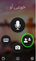 Screenshot of Microsoft translator app interface on a phone, with a green circle around the people icon on the lower right side.