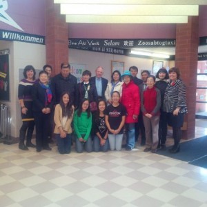 Delegates visit Laurelwood Public School in Waterloo.