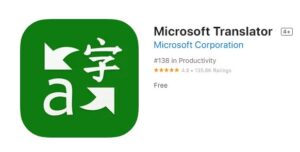 Screenshot of Microsoft Translator app icon with the word “free” underneath