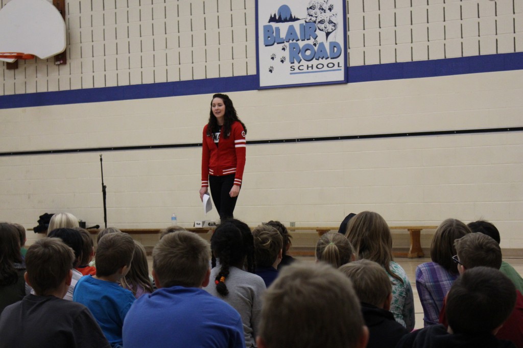Julia speaking to the students.