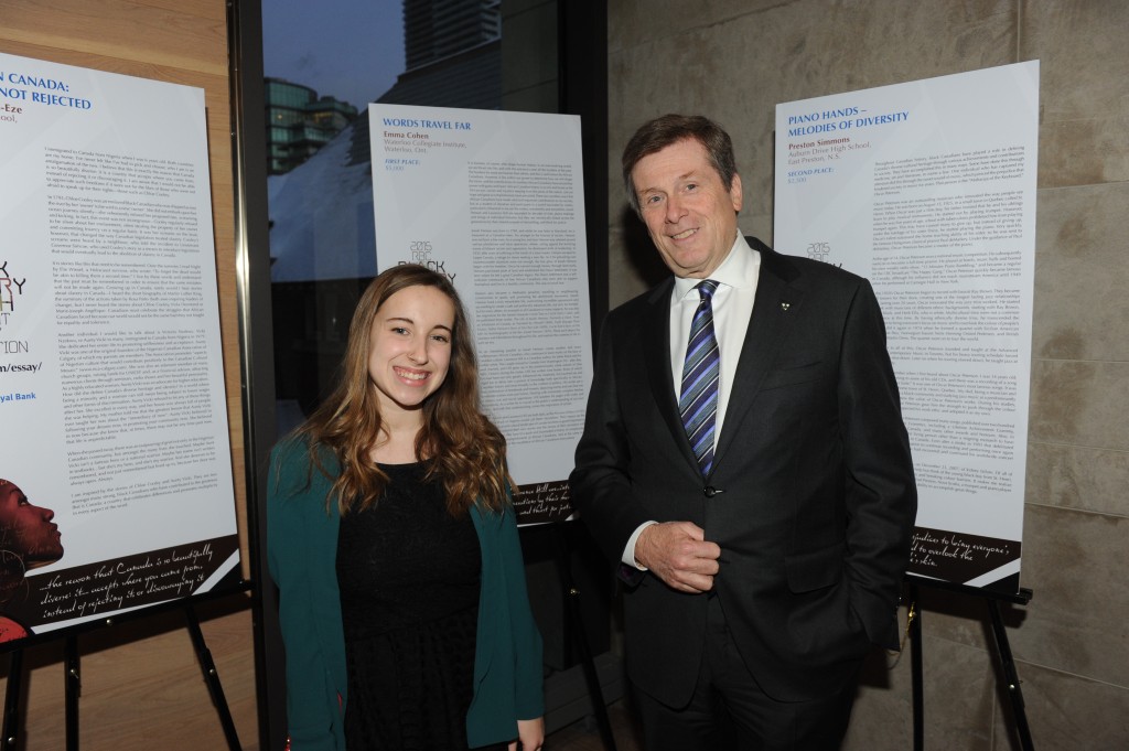 Photo courtesy of: RBC. Emma with John Tory, the Mayor of Toronto.